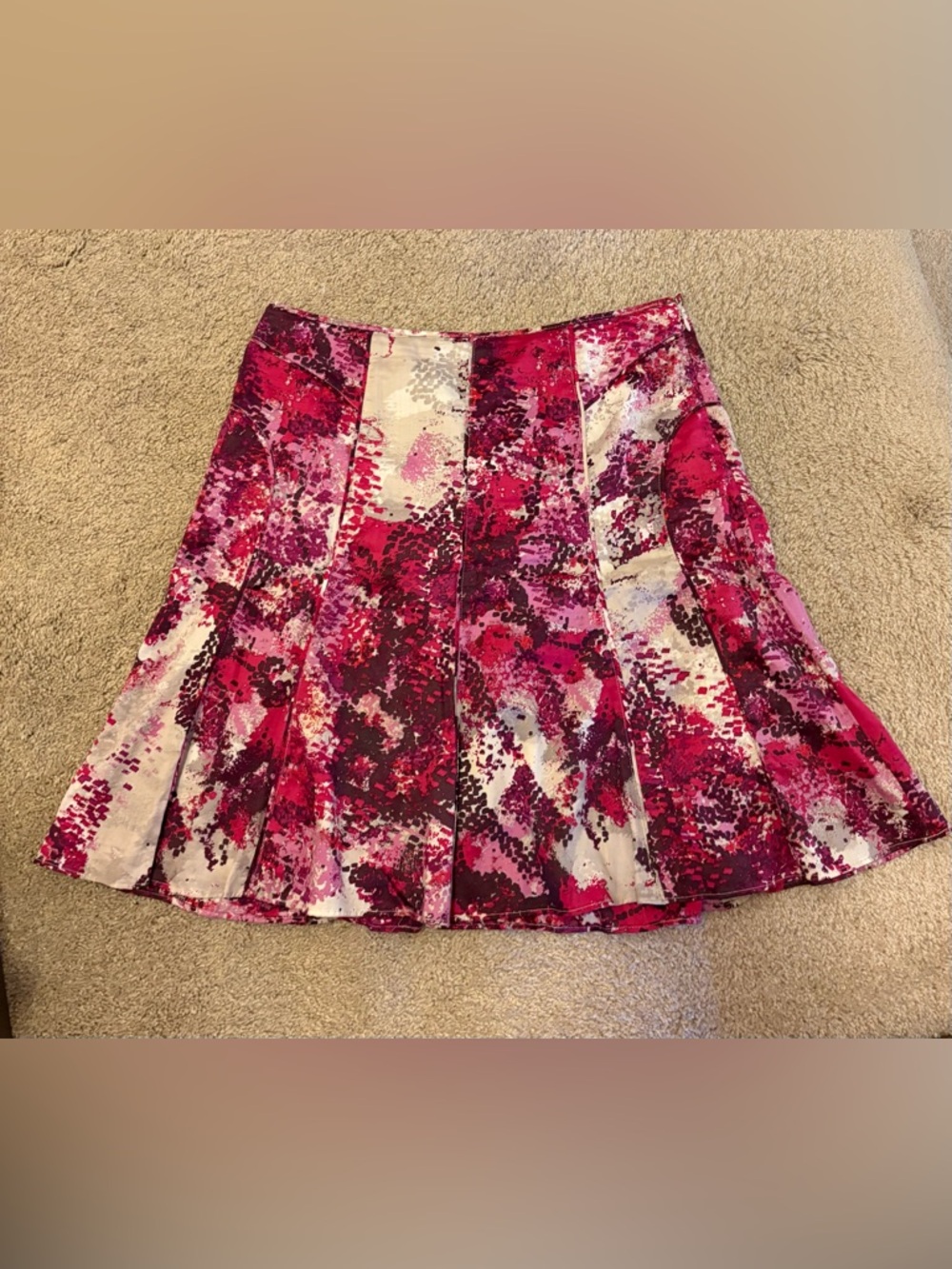 Unique pink and red Ann Taylor cotton skirt